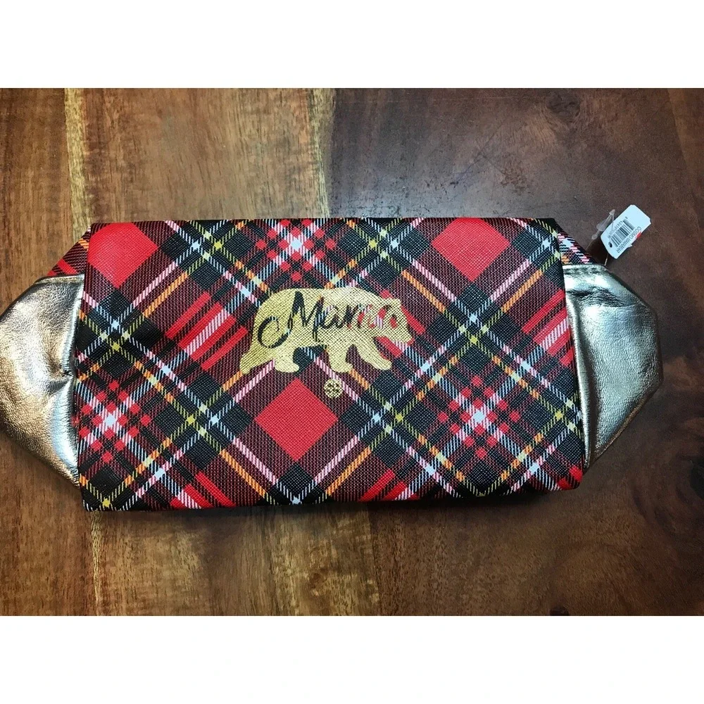 Simply Southern Cosmetic Cosmo Brush Bag Mama Bear Red & Black NWT